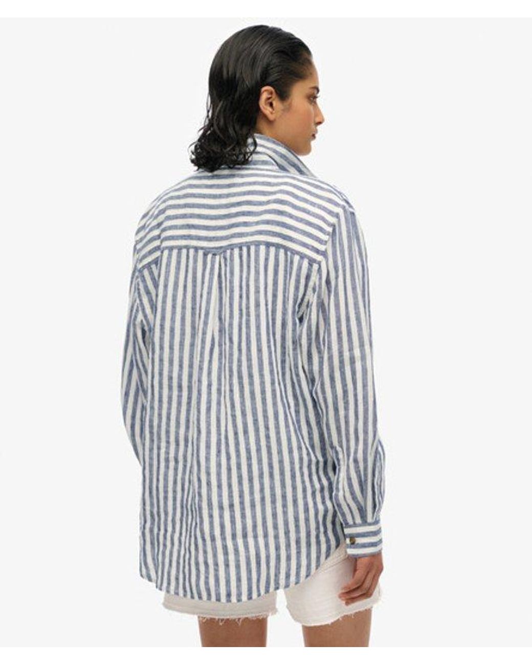 Superdry Blue & Co Casual Linen Boyfriend Shirt