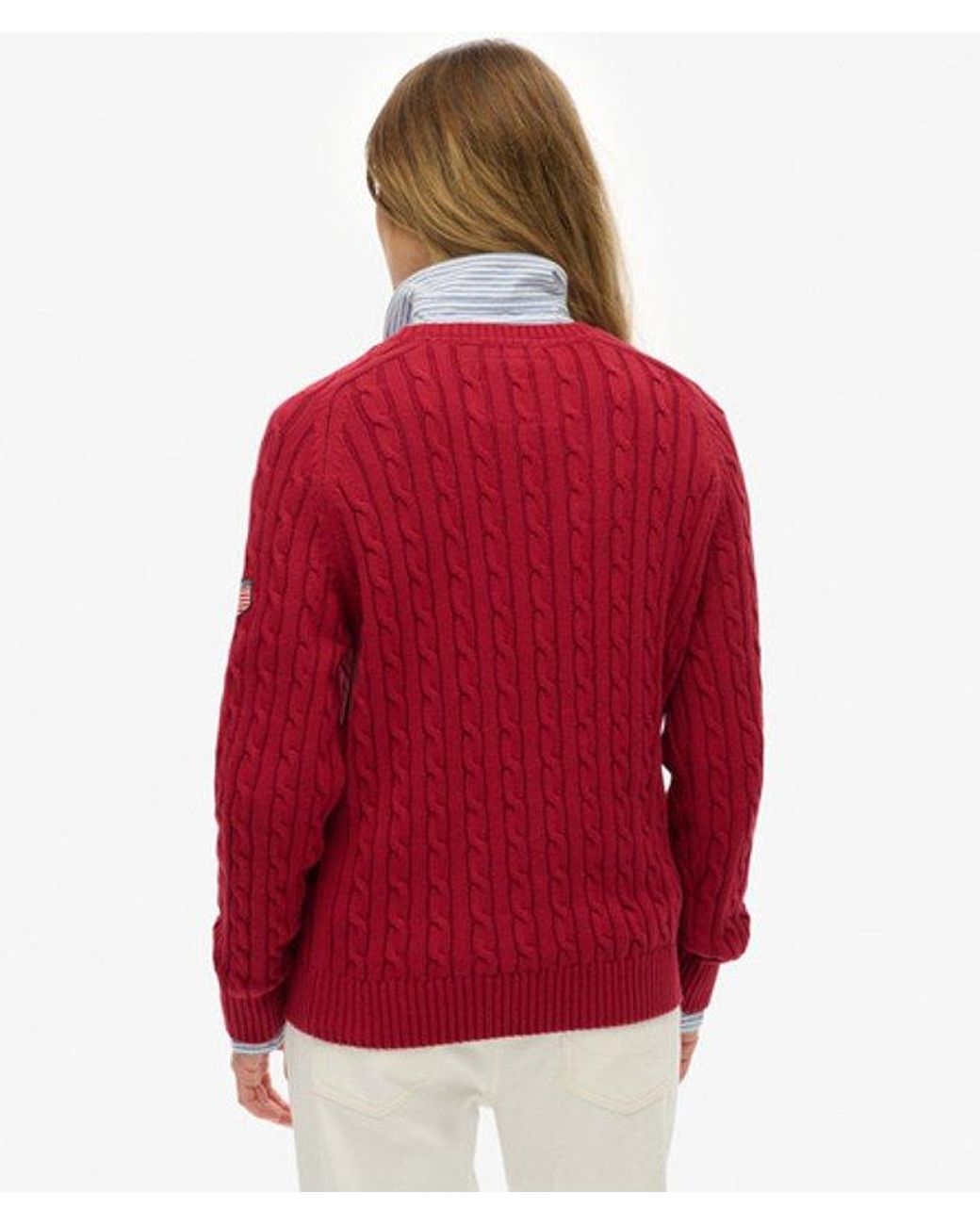 Superdry Red & Co Slouchy Cable Knit Jumper