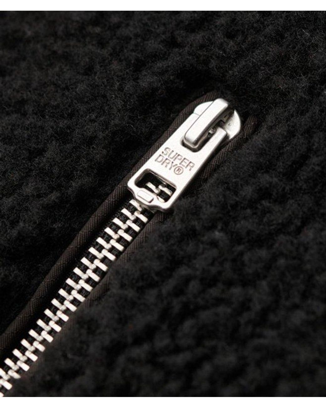 Superdry Black & Co Classic Logo Badge Vintage Retro Full Zip Fleece for men