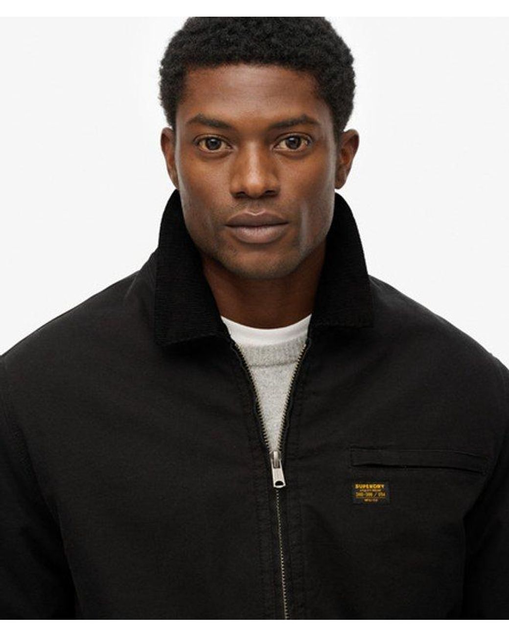 Superdry Black Cotton Canvas Barn Jacket for men