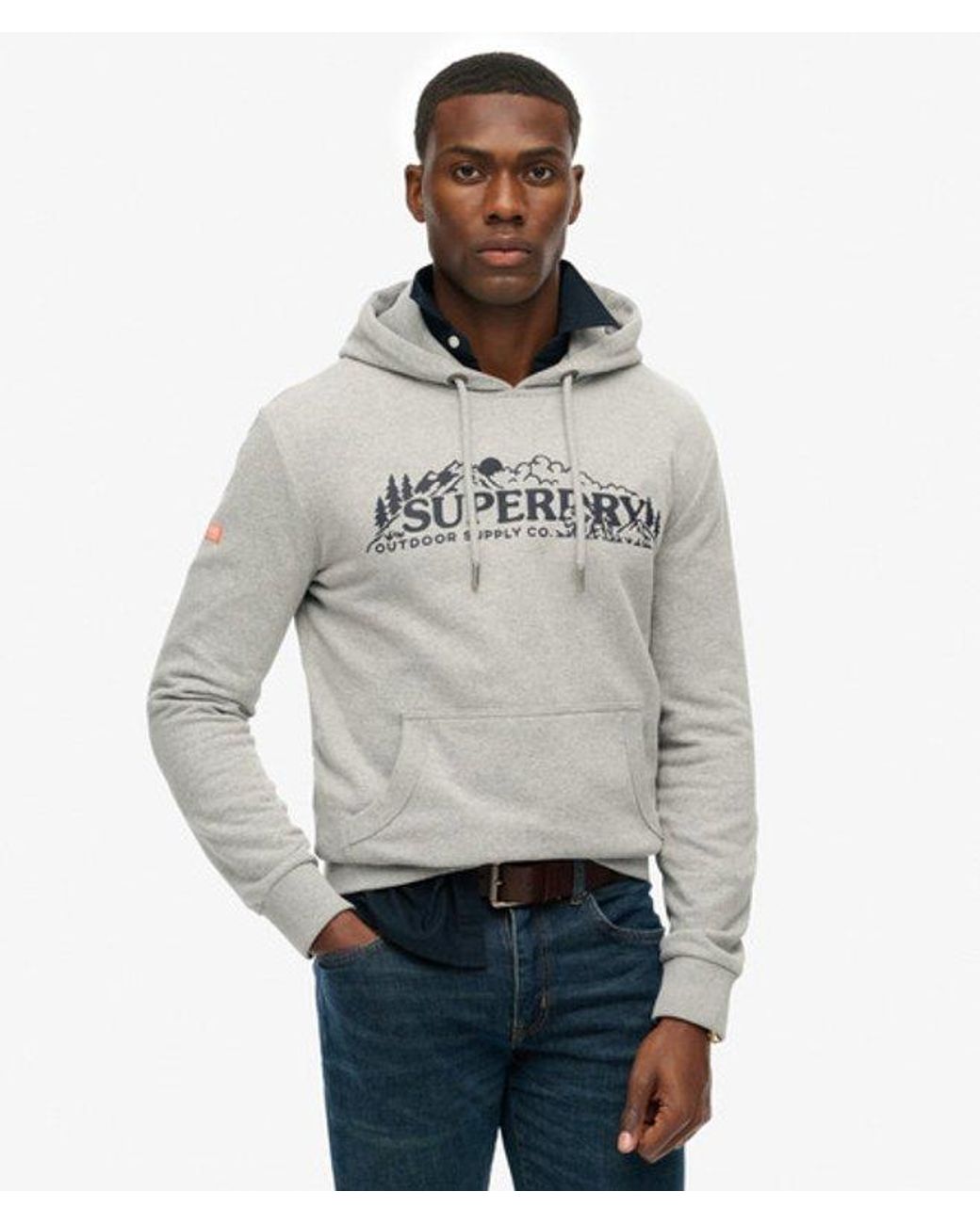 Superdry Gray & Co Outdoor Scene Relaxed Hoodie for men