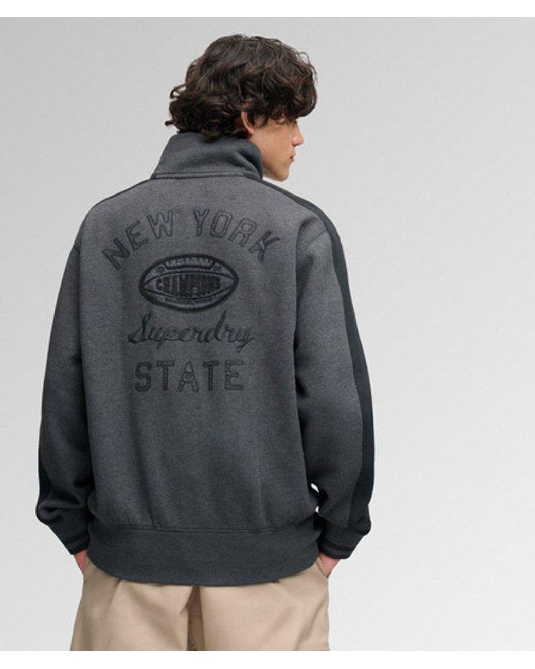 Superdry Gray Satin Applique Track Top for men