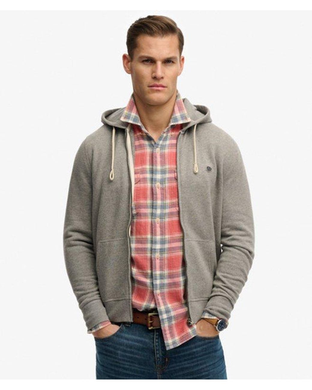 Superdry Brown & Co Monogram Embroidered Zip Hoodie for men