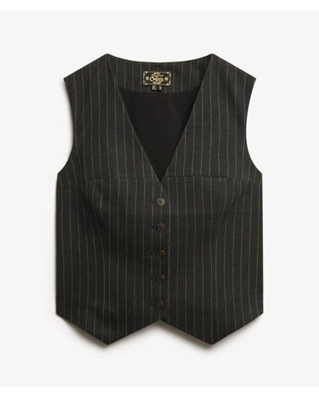 Superdry Black & Co Pinstripe Waistcoat