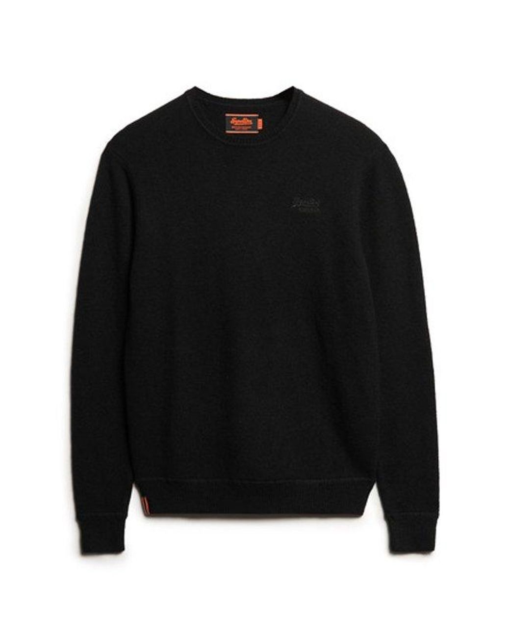 Superdry Black Crew Neck Knit Jumper for men