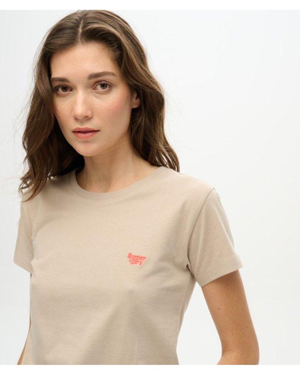 Superdry Natural & Co Embroidered Essential Logo Crew Neck Fitted Tee