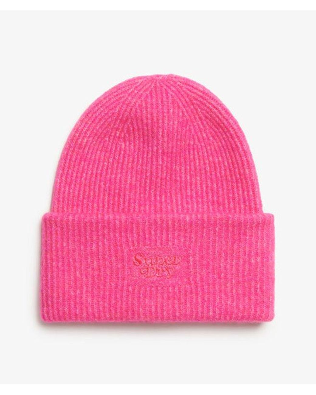 Superdry Pink & Co Soft Rib Knit Beanie Hat