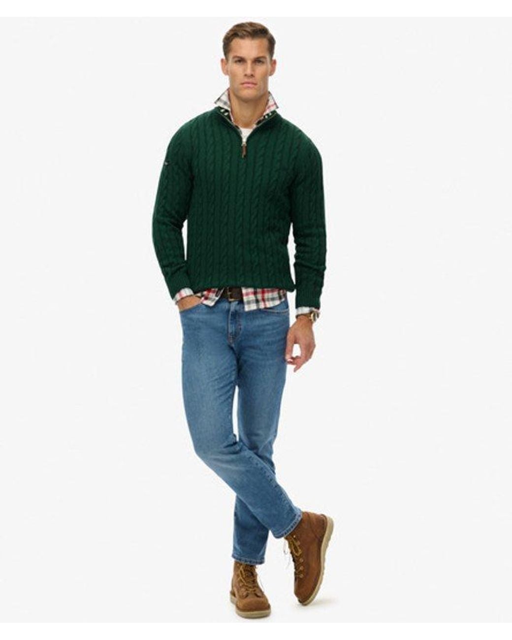 Superdry Green & Co Organic Cotton Classic Cable Half-zip Jumper for men