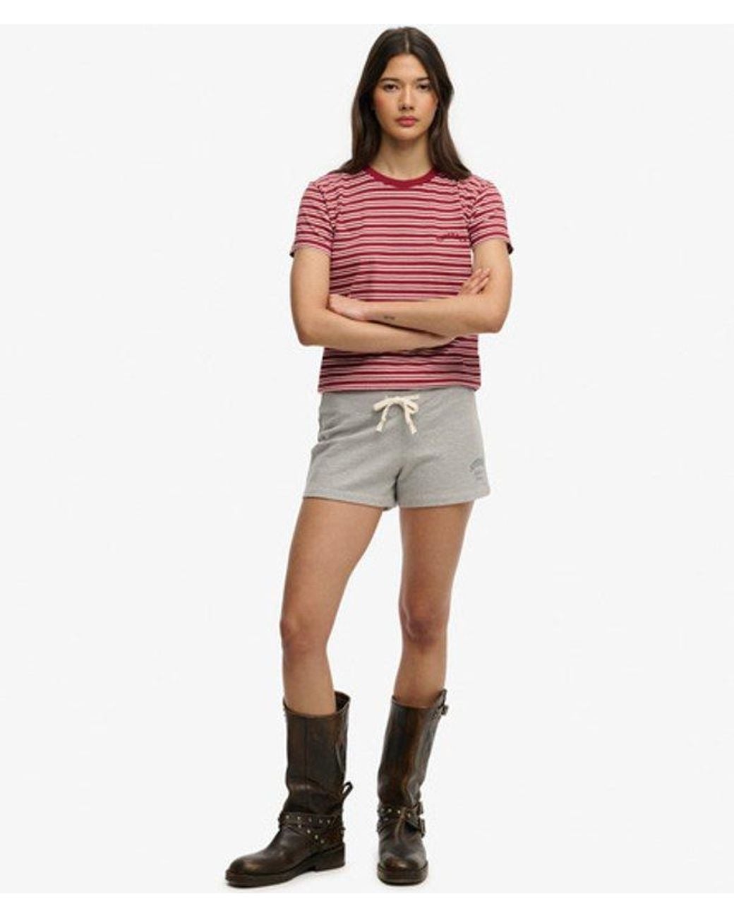 Superdry Gray & Co Athletic Essentials Jersey Script Shorts