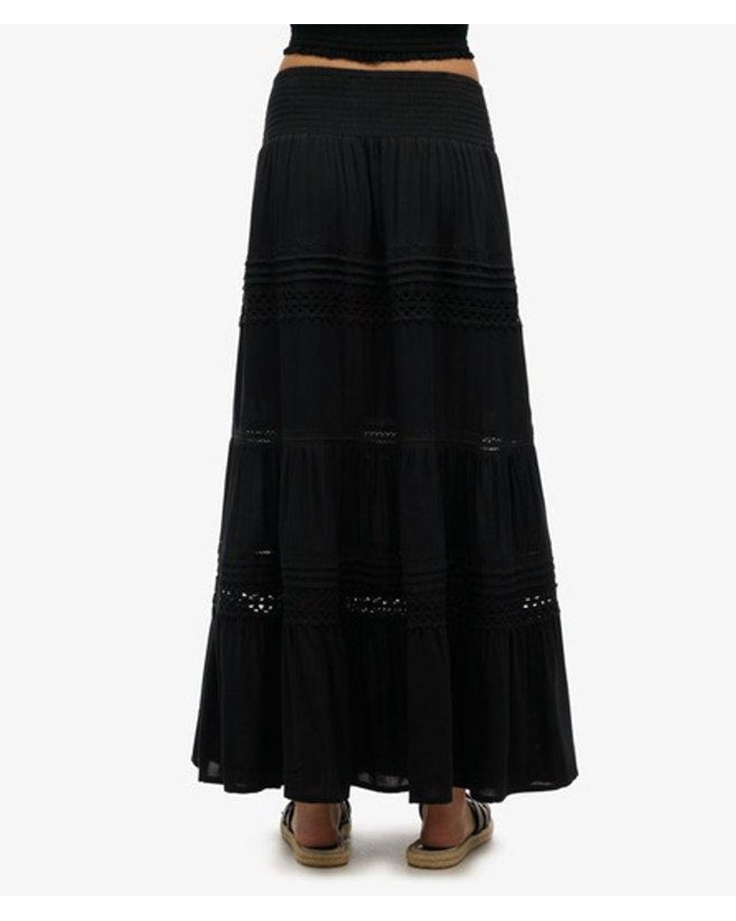 Superdry Black & Co Ibiza Lace Mix Maxi Skirt
