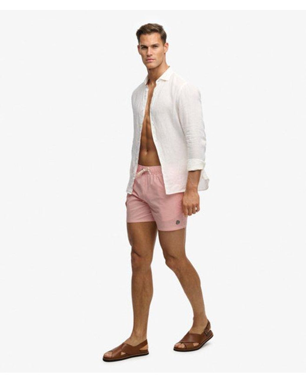 Superdry Pink & Co Seer Sucker 15-inch Swim Shorts for men