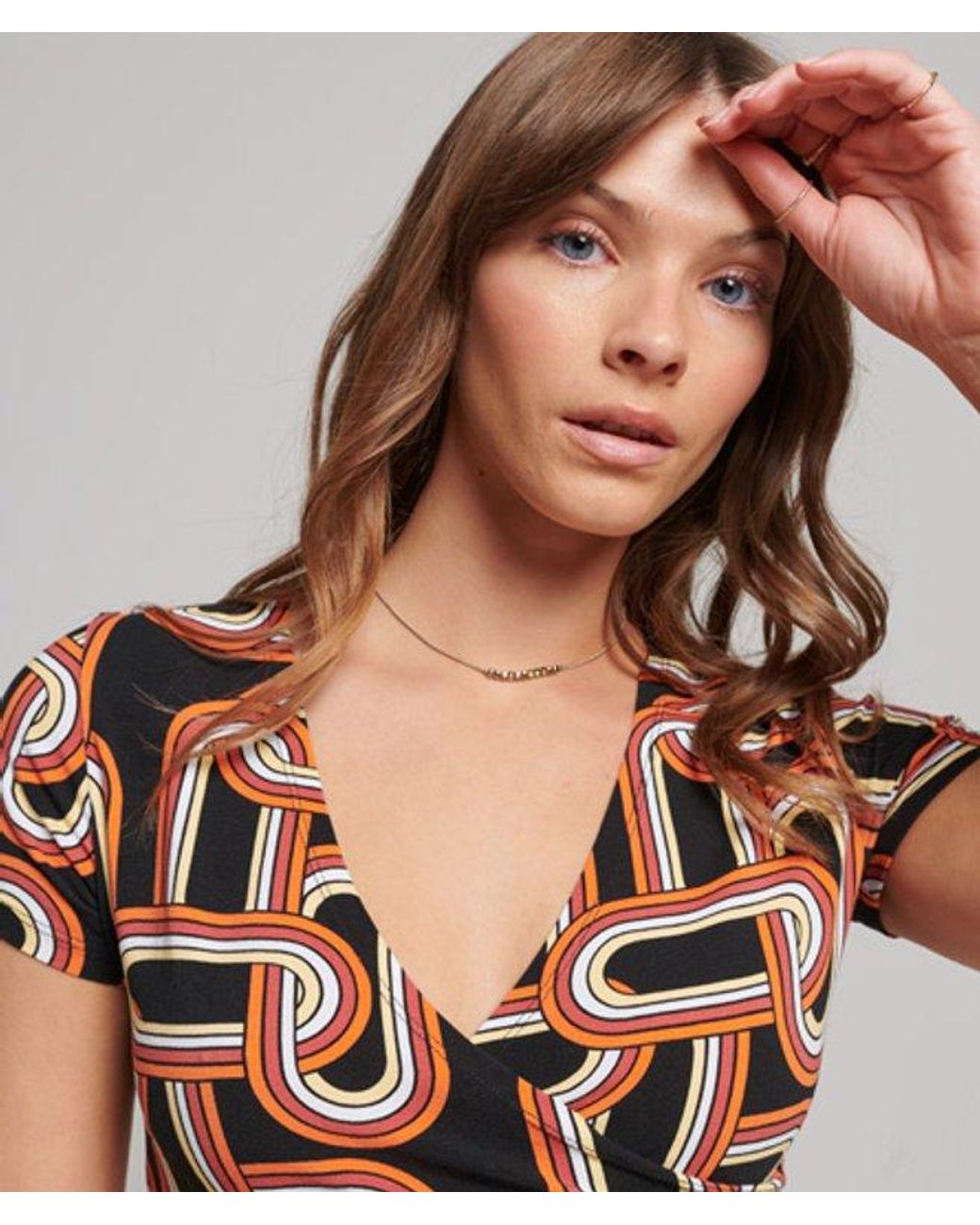 Superdry Black & Co Ladies Geometric Print Wrap Day Dress