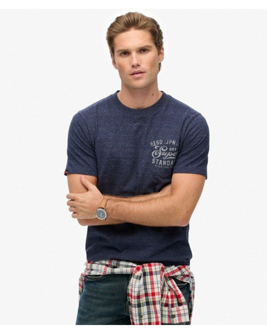 Superdry Blue Industrial Relaxed T-Shirt for men