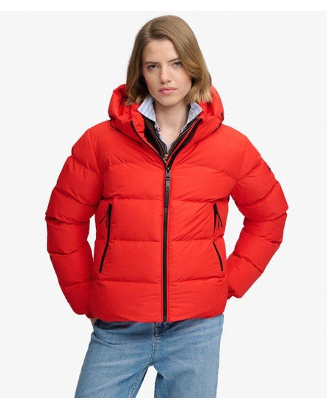 Superdry Red Hooded Sports Puffer Jacket