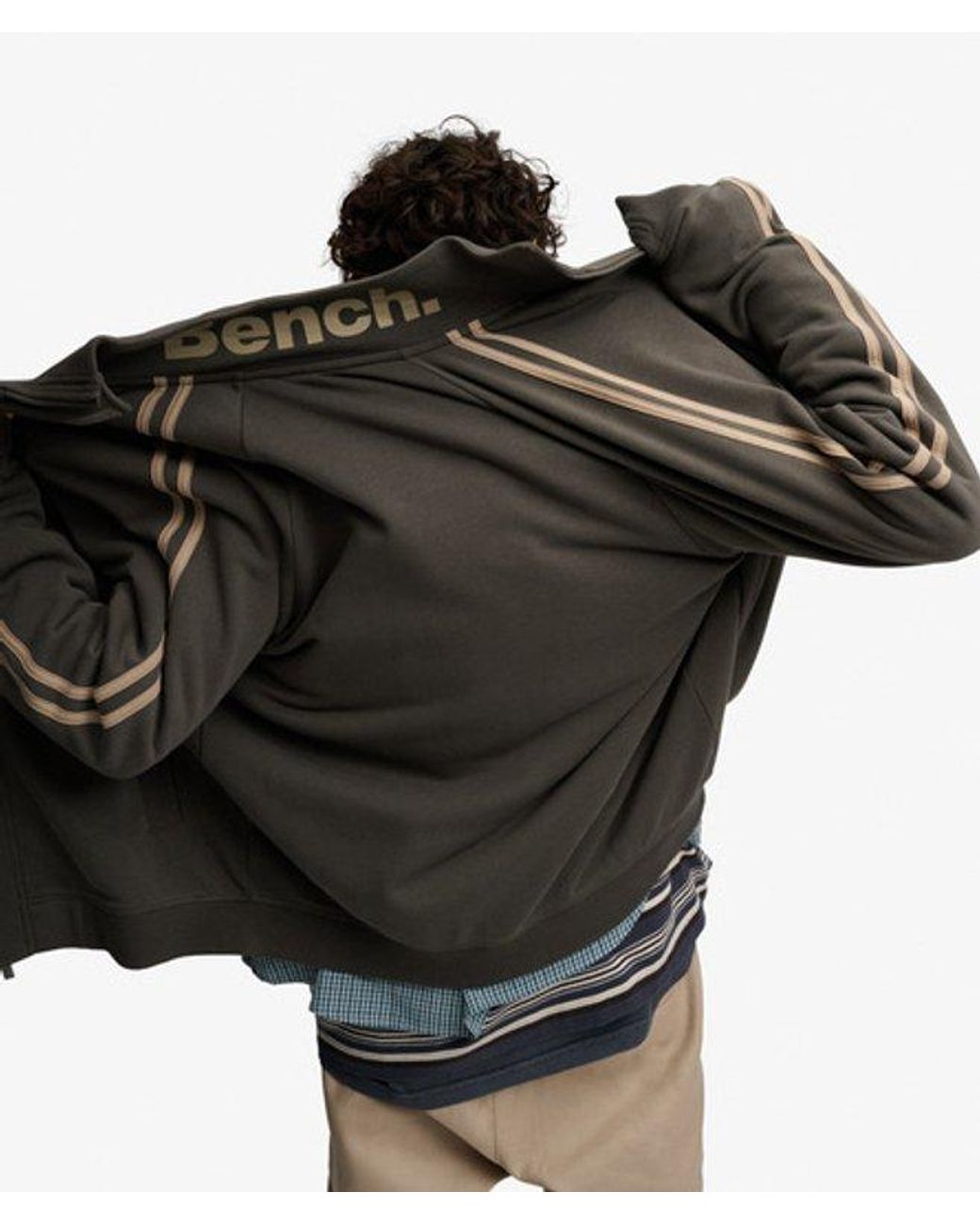 Superdry Gray Bench X & Co Bench High Neck Stripe Track Top for men