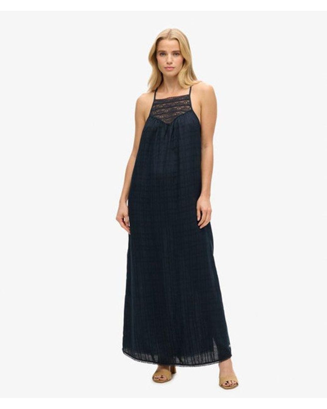 Superdry Blue & Co Lace Halter Maxi Beach Dress