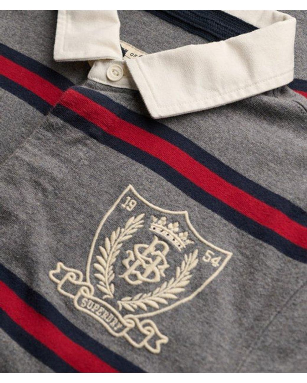 Superdry Gray & Co Double Emblem Stripe Rugby Top for men