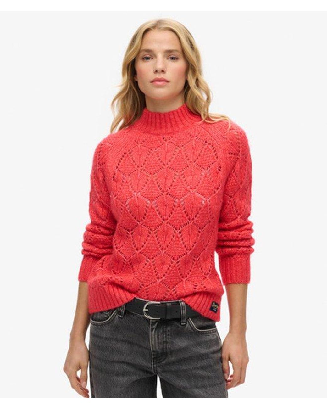 Superdry Red & Co Pointelle Knit Jumper