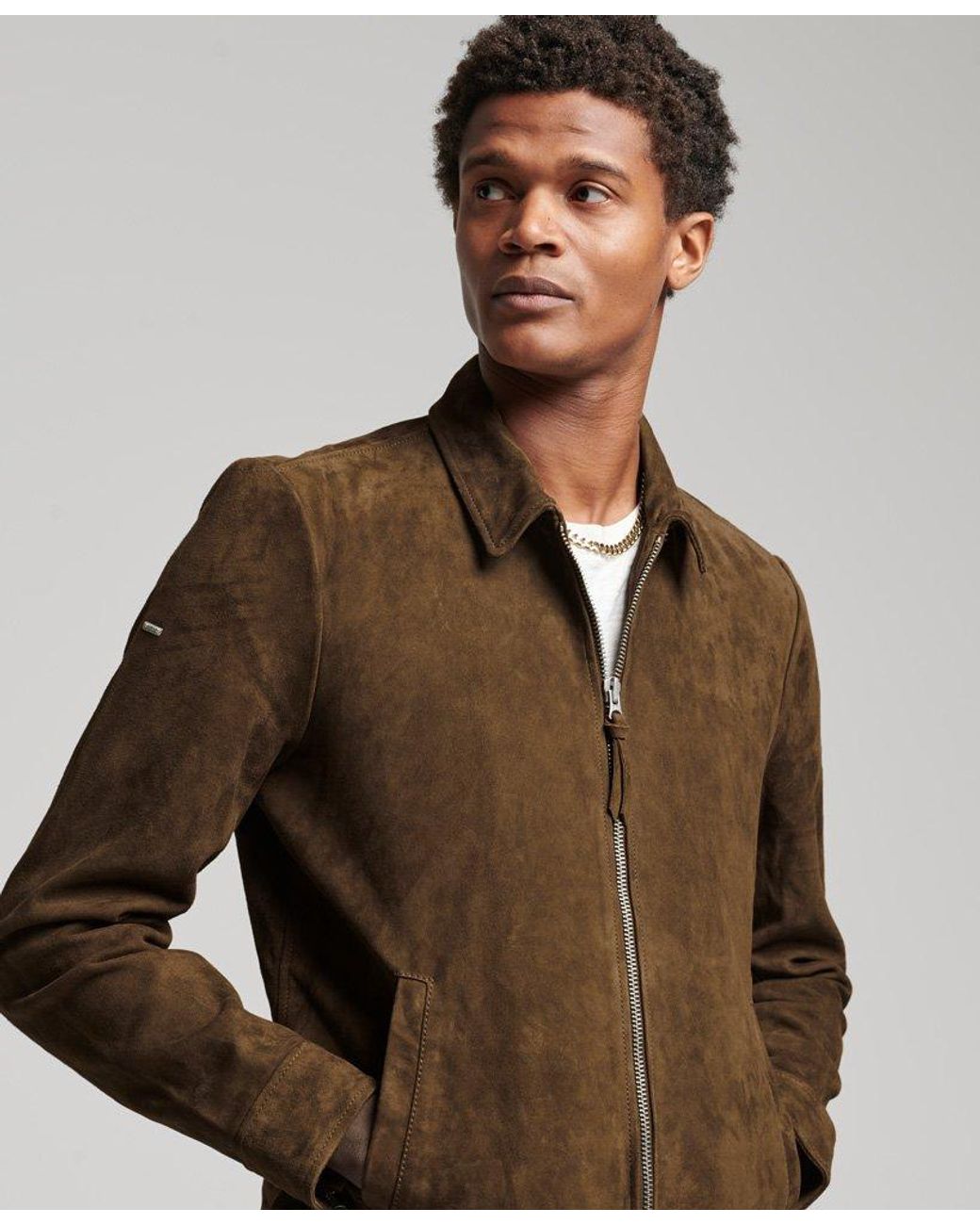Superdry Indie Coach Suede Jacket Tan 