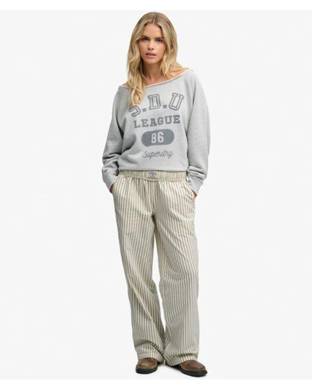 Superdry Gray & Co Organic Cotton Stripe Elasticated Trousers