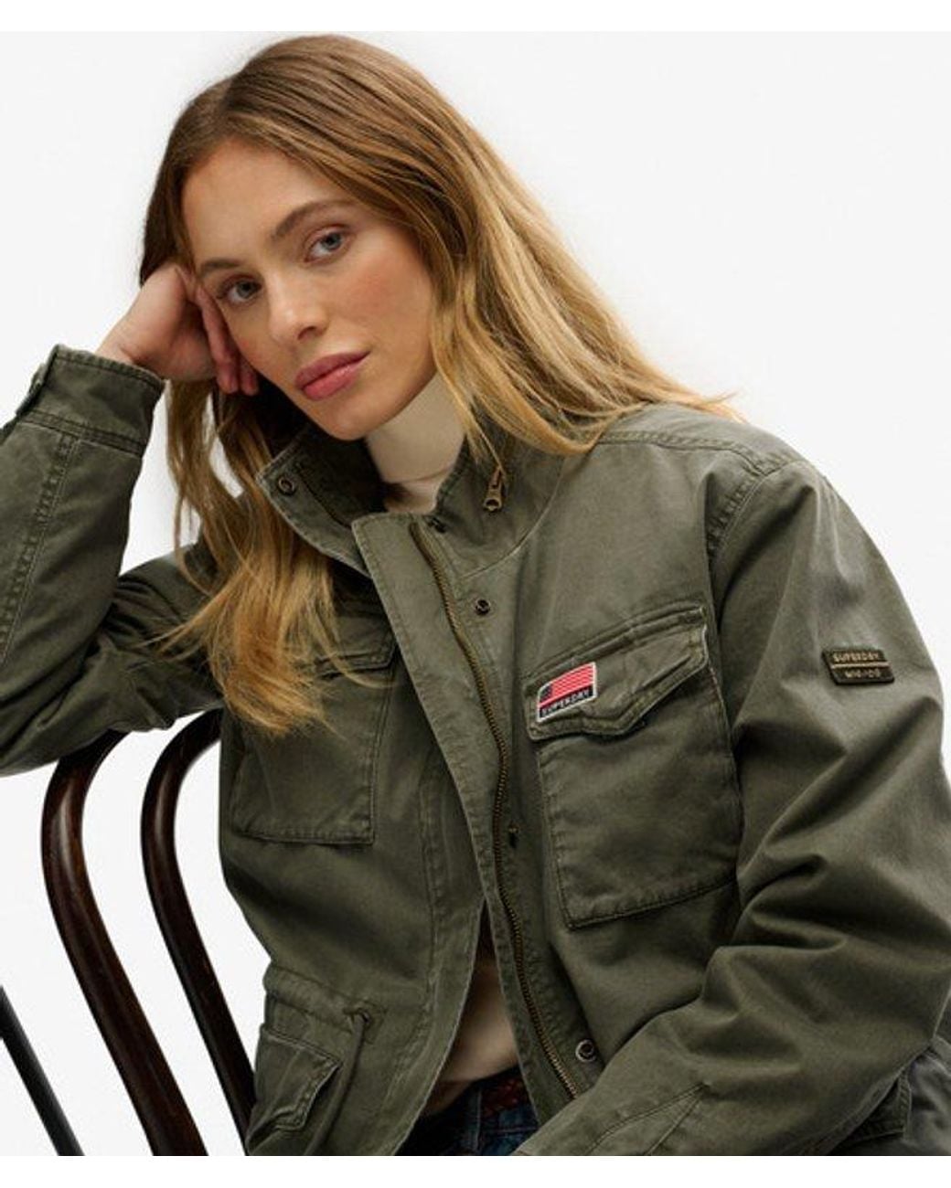 Superdry Military Borg Jas in het Green