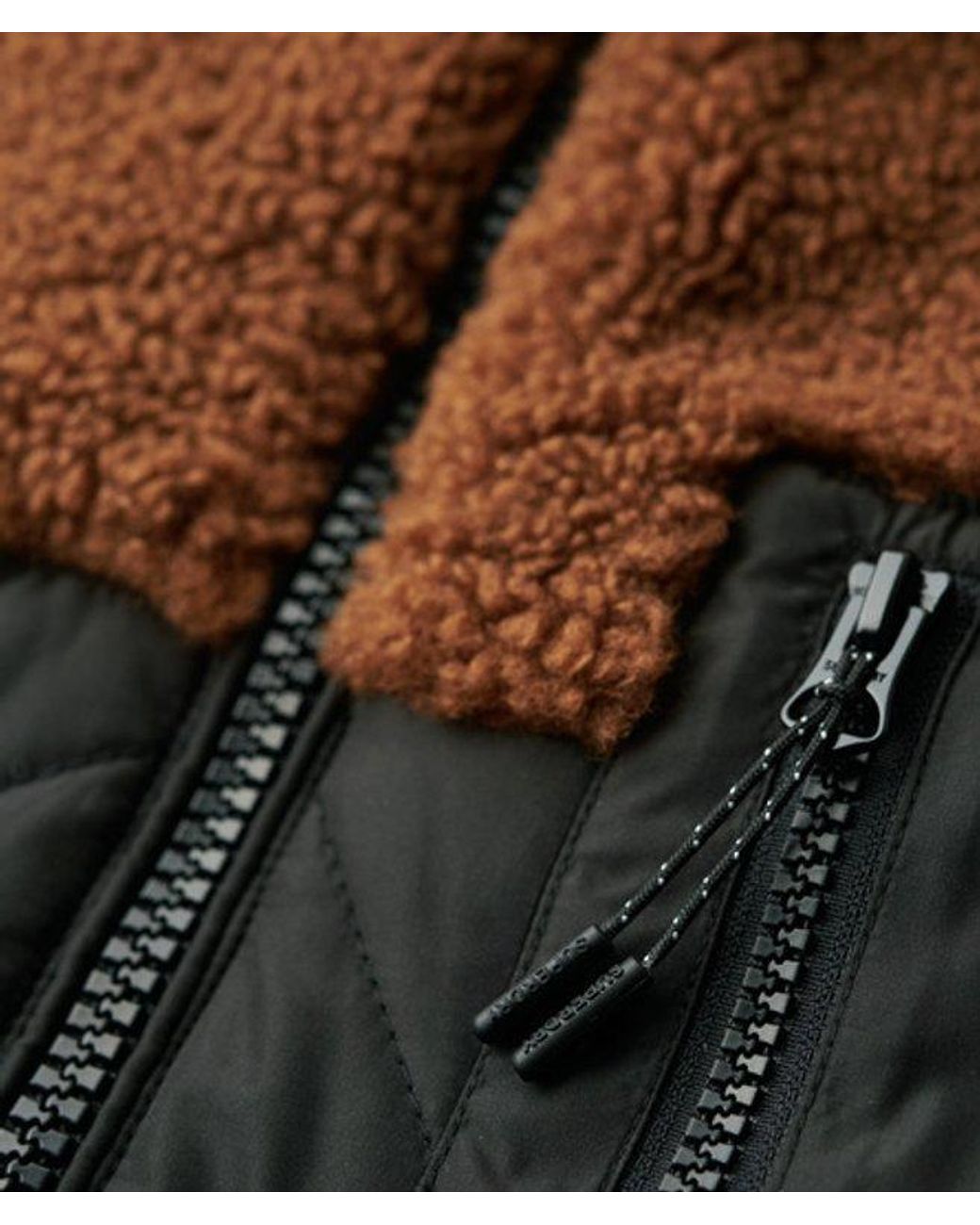 Superdry Brown & Co Workwear Sherpa Fleece Hybrid Jacket