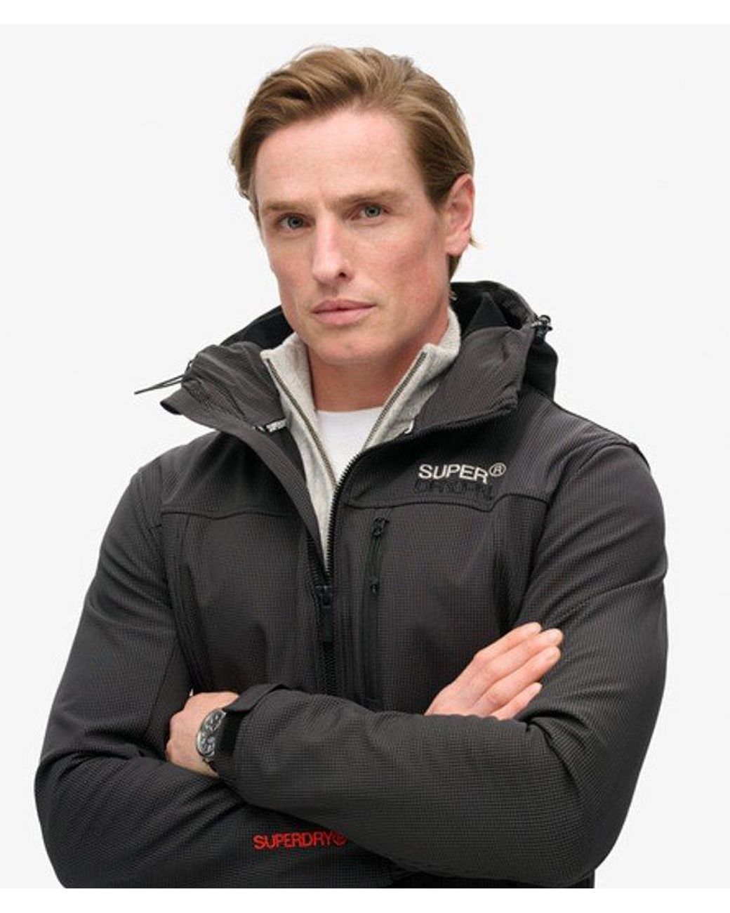 Superdry Black & Co Hooded Ripstop Softshell Trekker Jacket for men