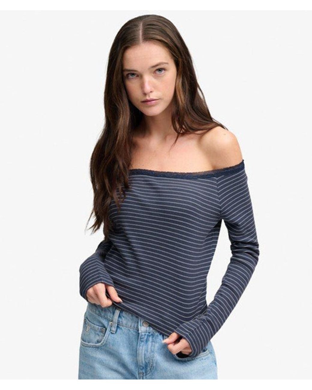 Superdry Blue & Co Athletic Essentials Lace Long Sleeve Top