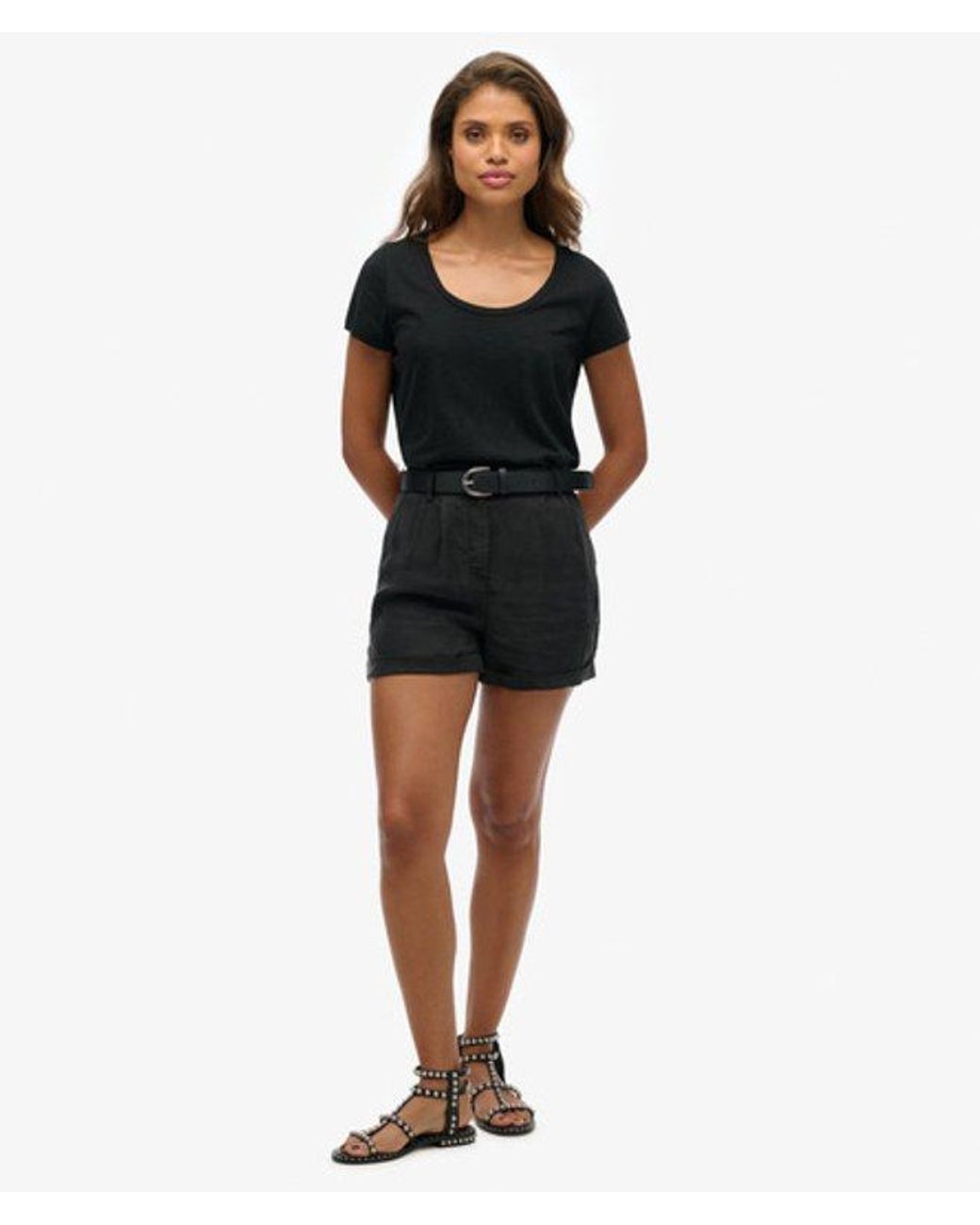 Superdry Black Cupro Shorts