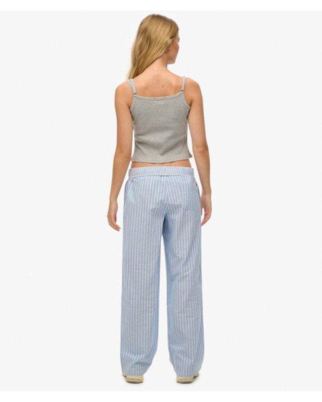Superdry Blue & Co Organic Cotton Stripe Elasticated Trousers