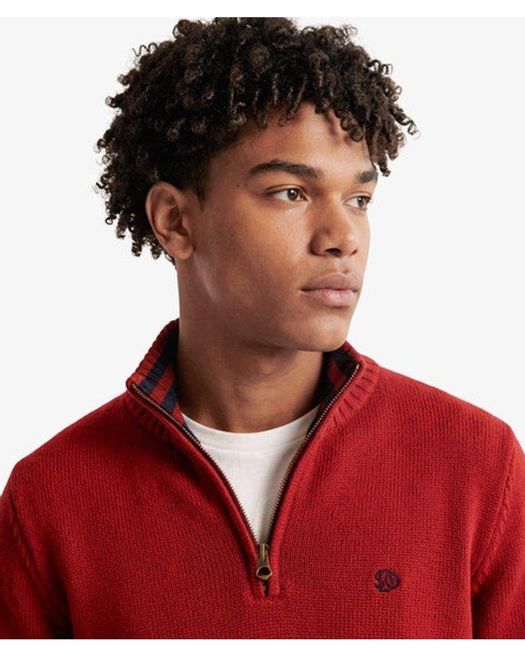 Superdry Red & Co Cotton Half Zip Knit Jumper for men