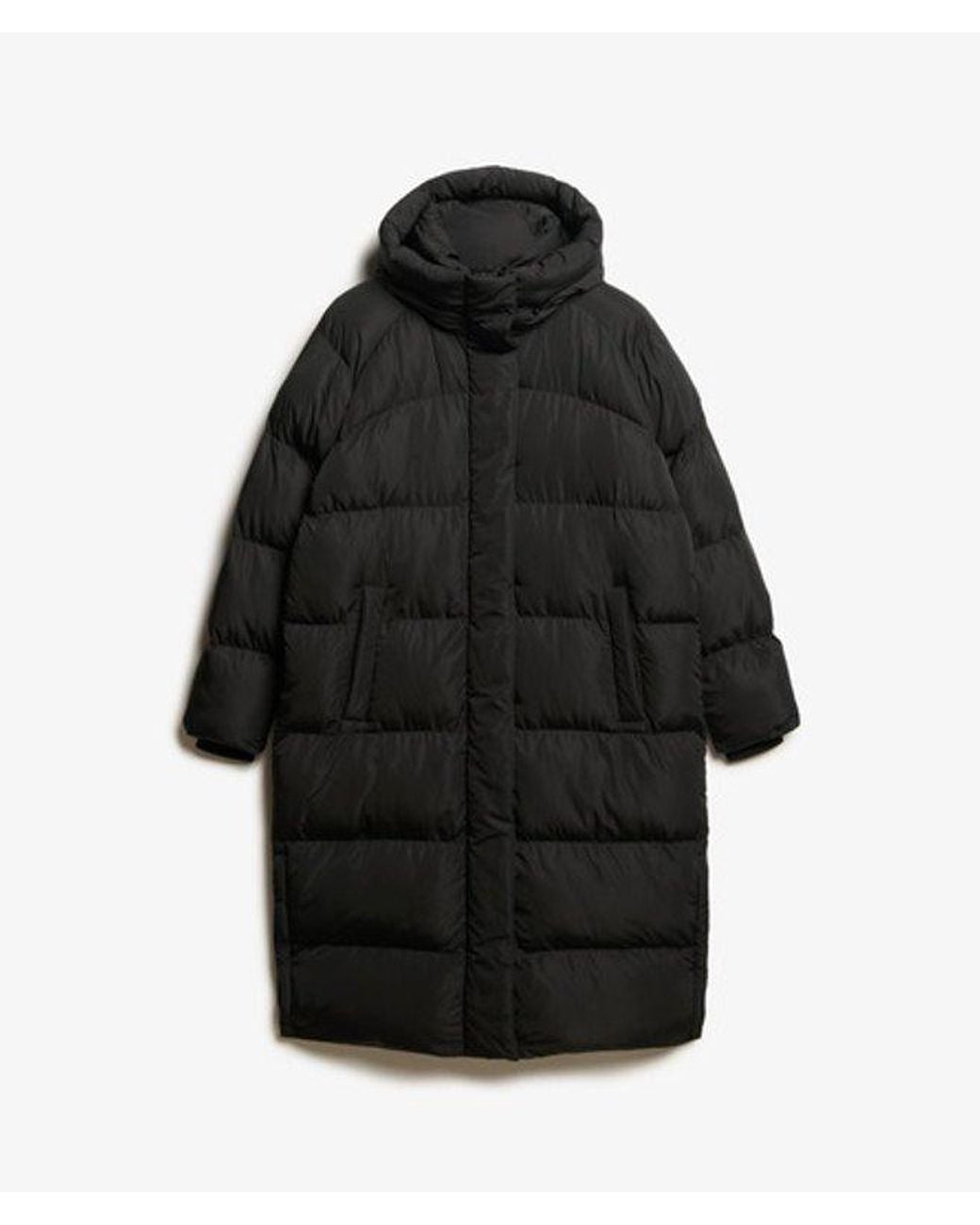 Superdry Black & Co Long Hooded Puffer Coat