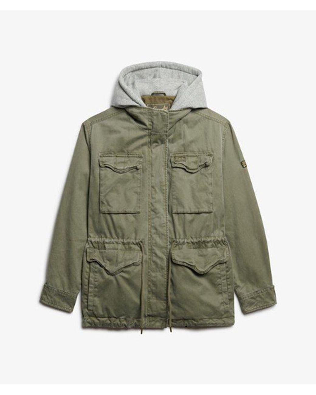 Superdry Green & Co Jersey Hooded Military Jacket
