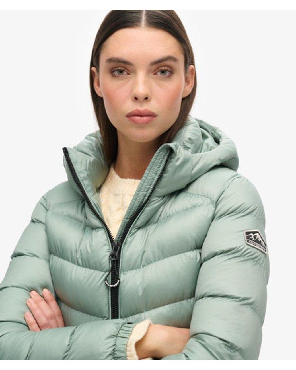 Superdry Green & Co Slim Fit Quilted Hooded Fuji Light Padded Jacket