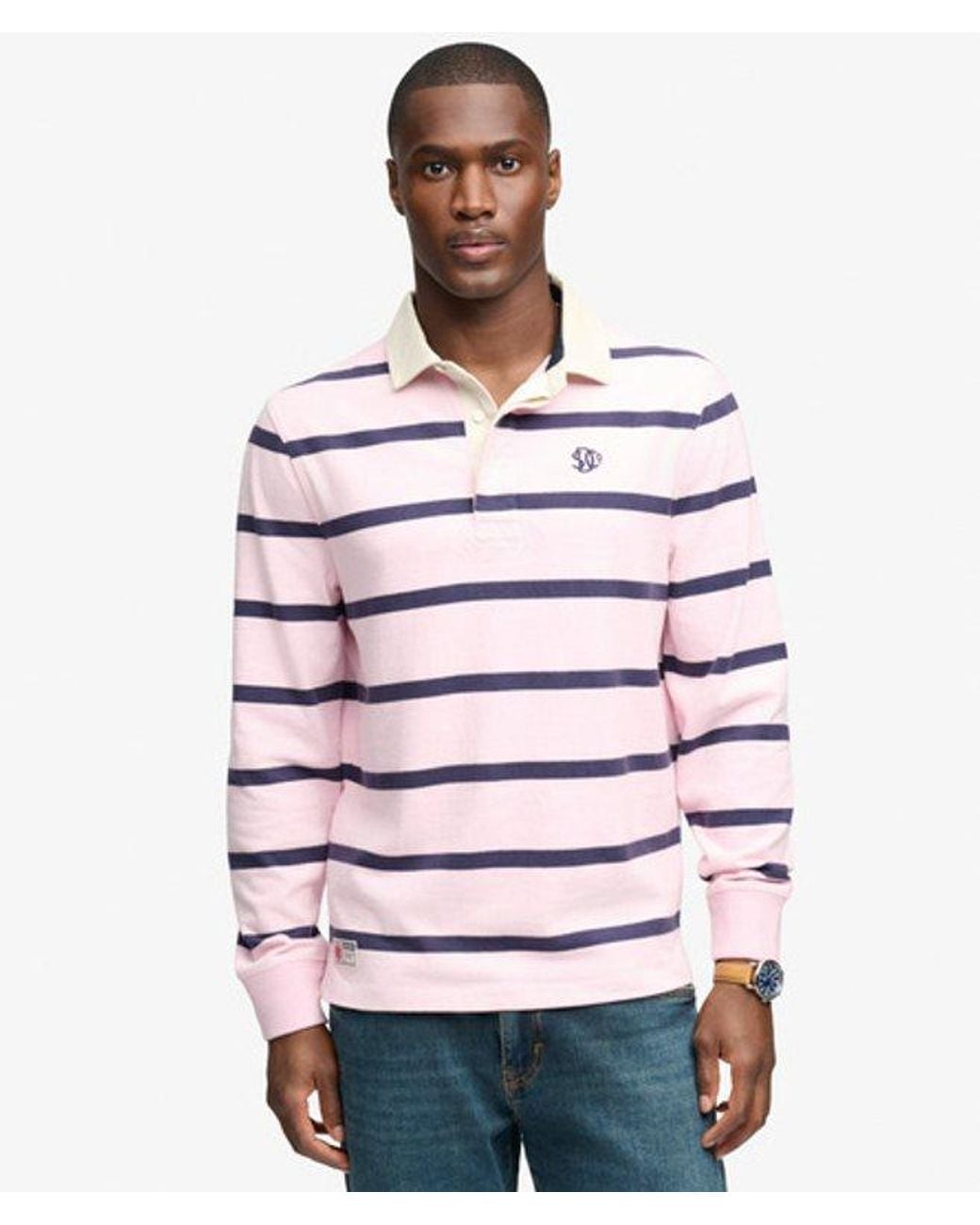 Superdry White & Co Athletic Stripe Rugby Top for men