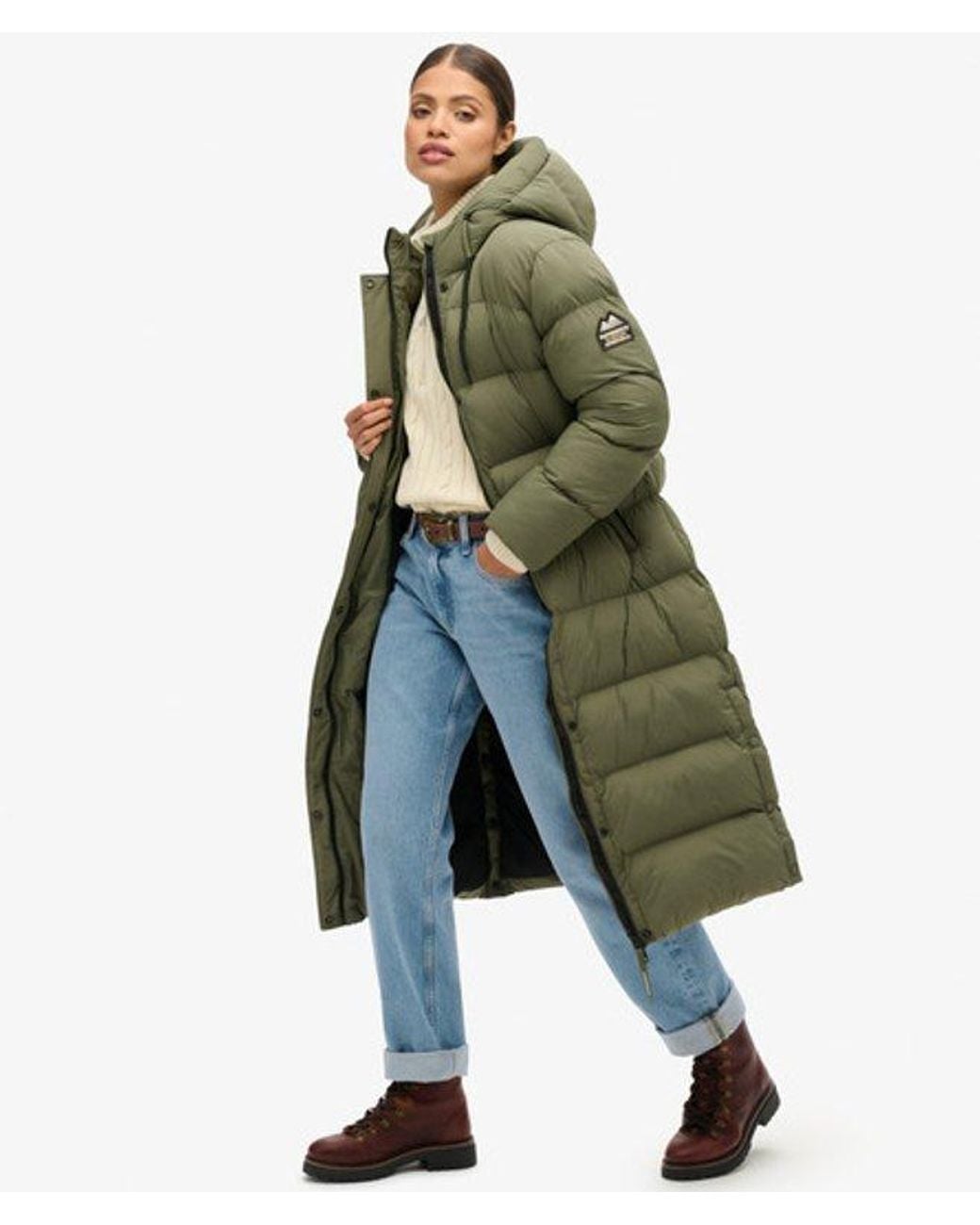 Superdry Green Rip-Stop Longline Puffer Coat