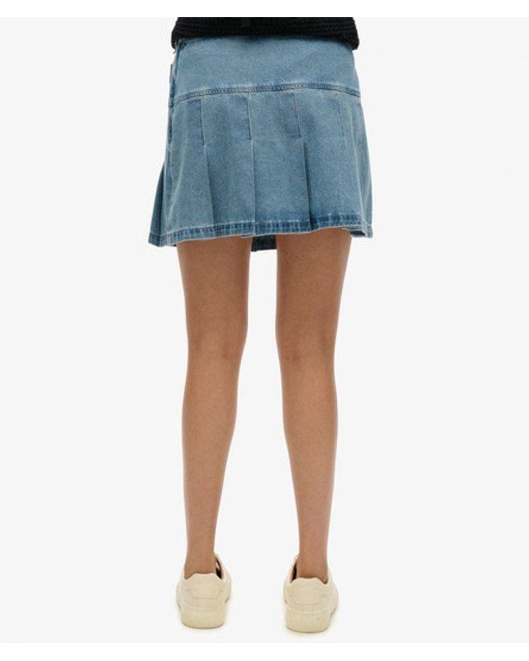 Superdry Blue & Co Pleated Patched Mini Skirt