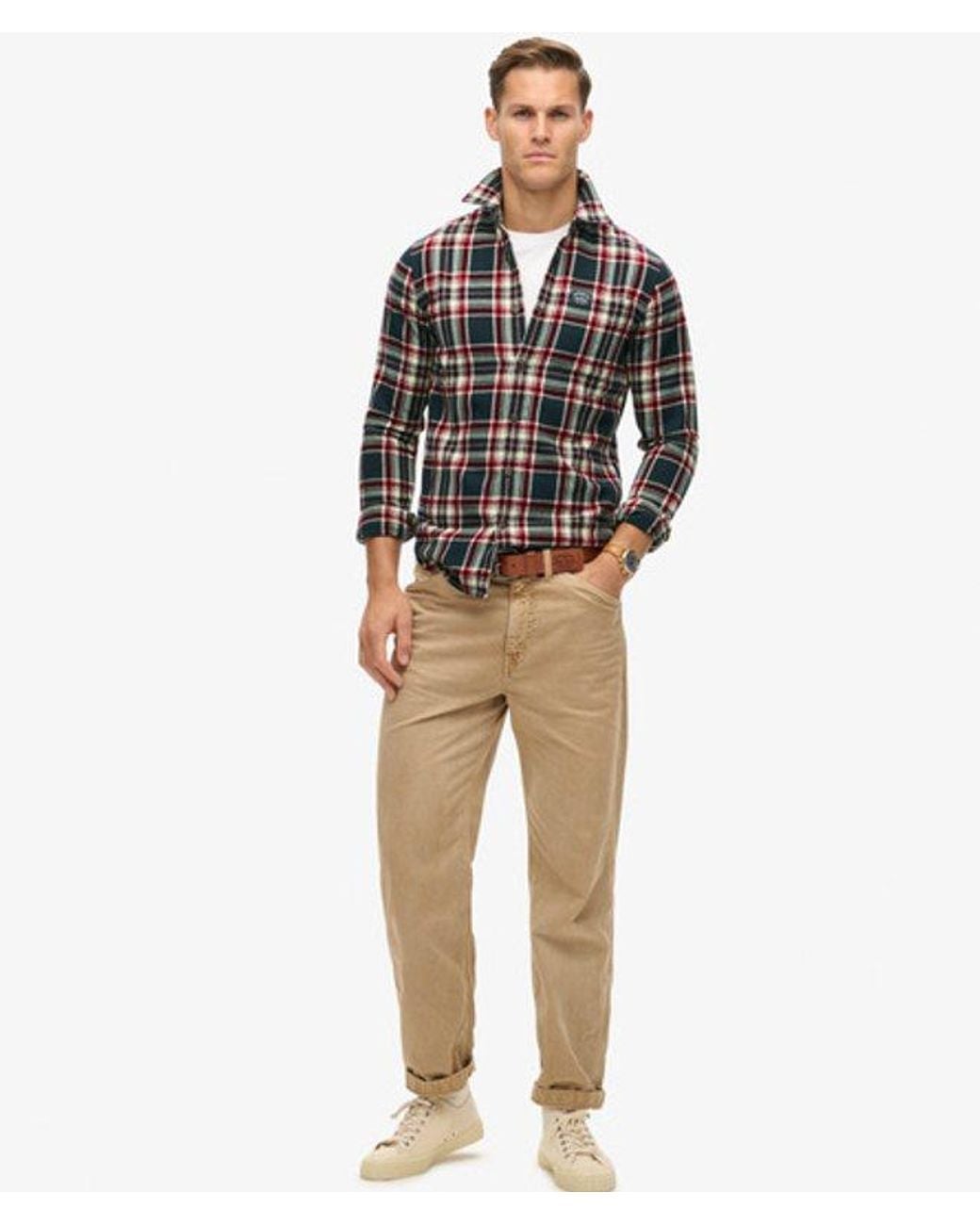 Superdry Gray & Co Classic Organic Cotton Lumberjack Check Shirt for men