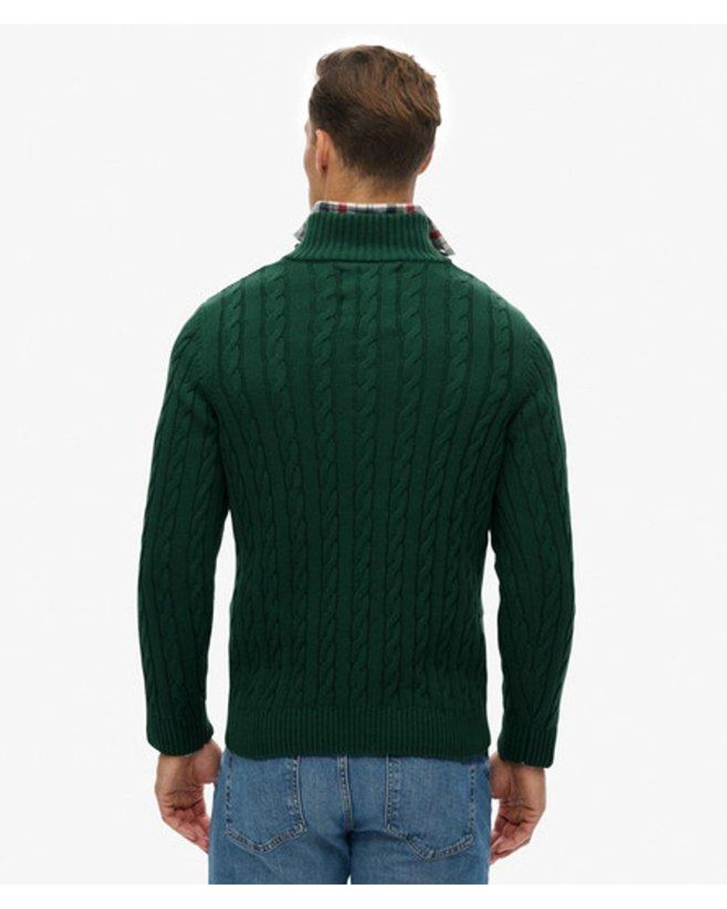 Superdry Green & Co Organic Cotton Classic Cable Half-zip Jumper for men