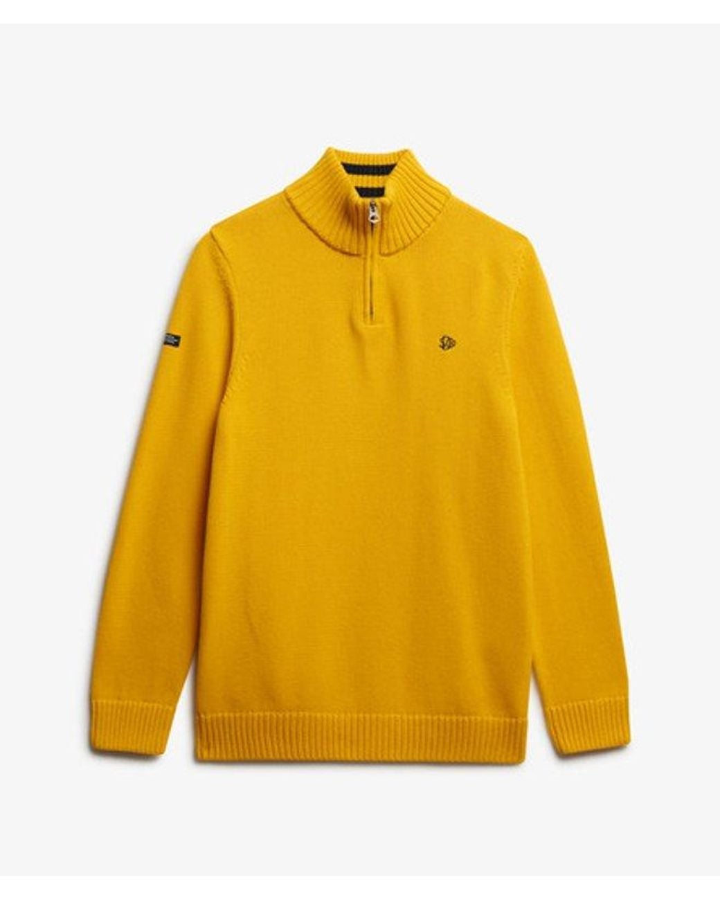 Superdry Yellow Cotton Half Zip Knit Jumper for men