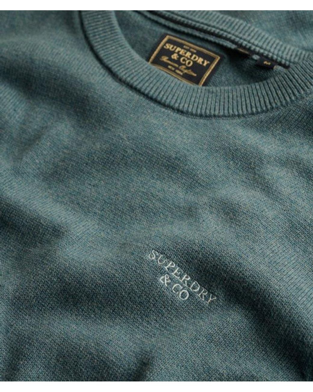 Superdry Blue Prep Essential Cotton Jumper for men