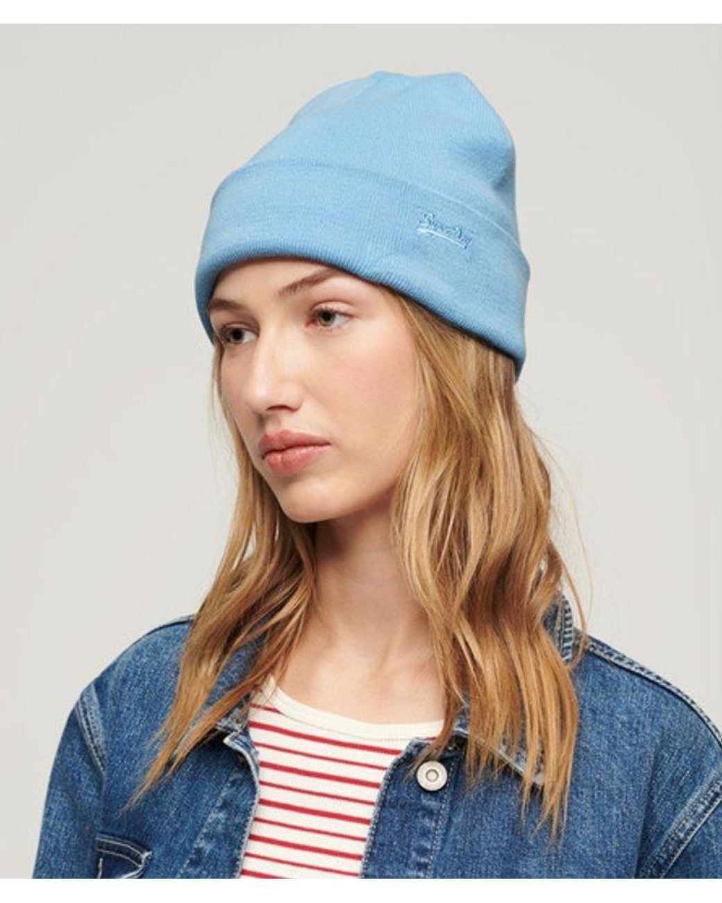 Superdry Blue & Co Vintage Logo Beanie for men