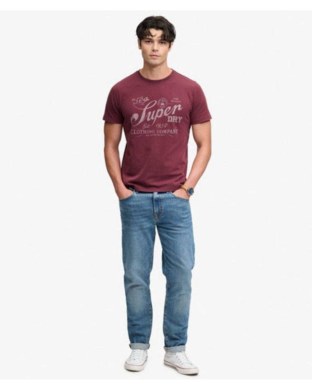 Superdry Red & Co Vintage Workwear Print T-shirt for men