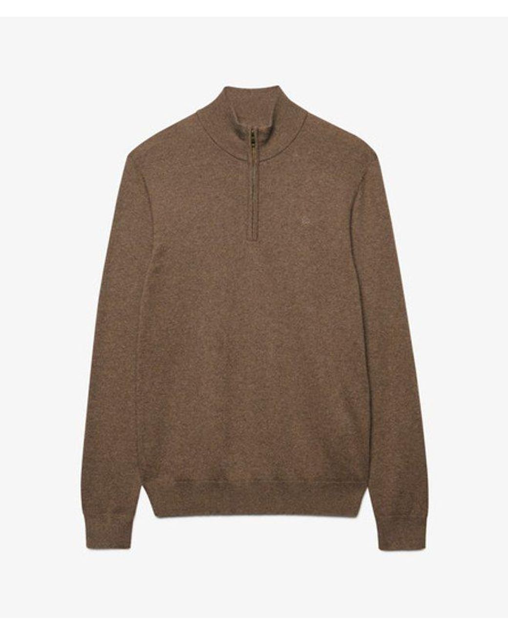Superdry Brown Essential Lightweight Wool Blend Half Zip Jumper for men