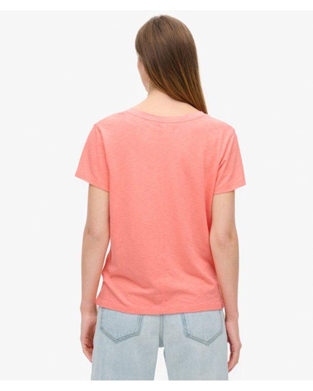 Superdry & Co Embroidered Slub Relaxed Fit V-neck T-shirt