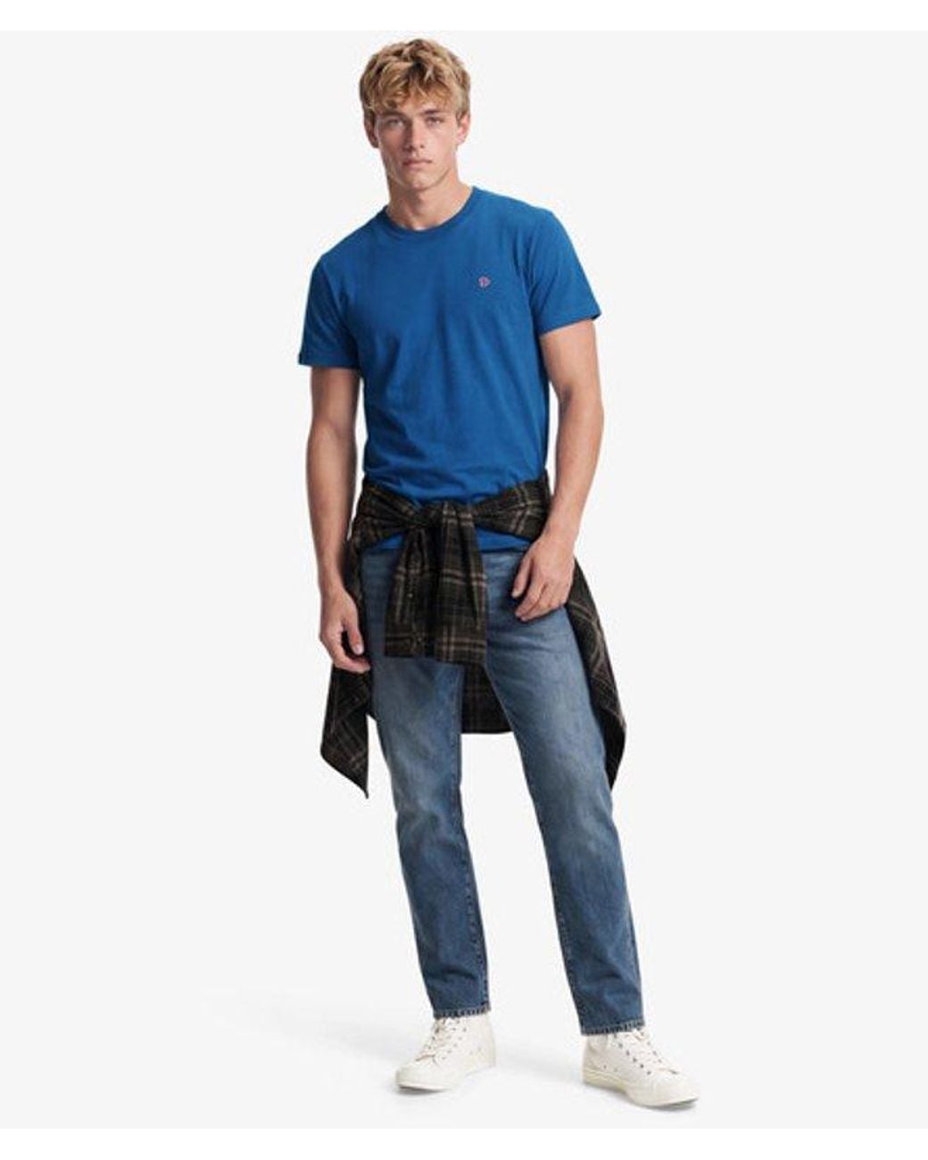 Superdry Blue Sd & Co Logo Embroidered T-Shirt for men