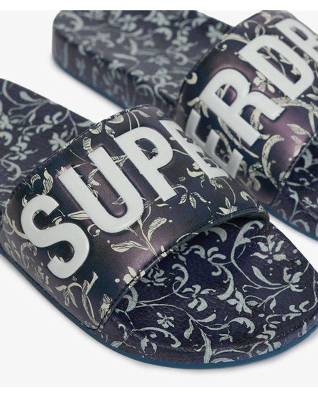 Superdry Blue & Co All Over Printed Pool Sliders