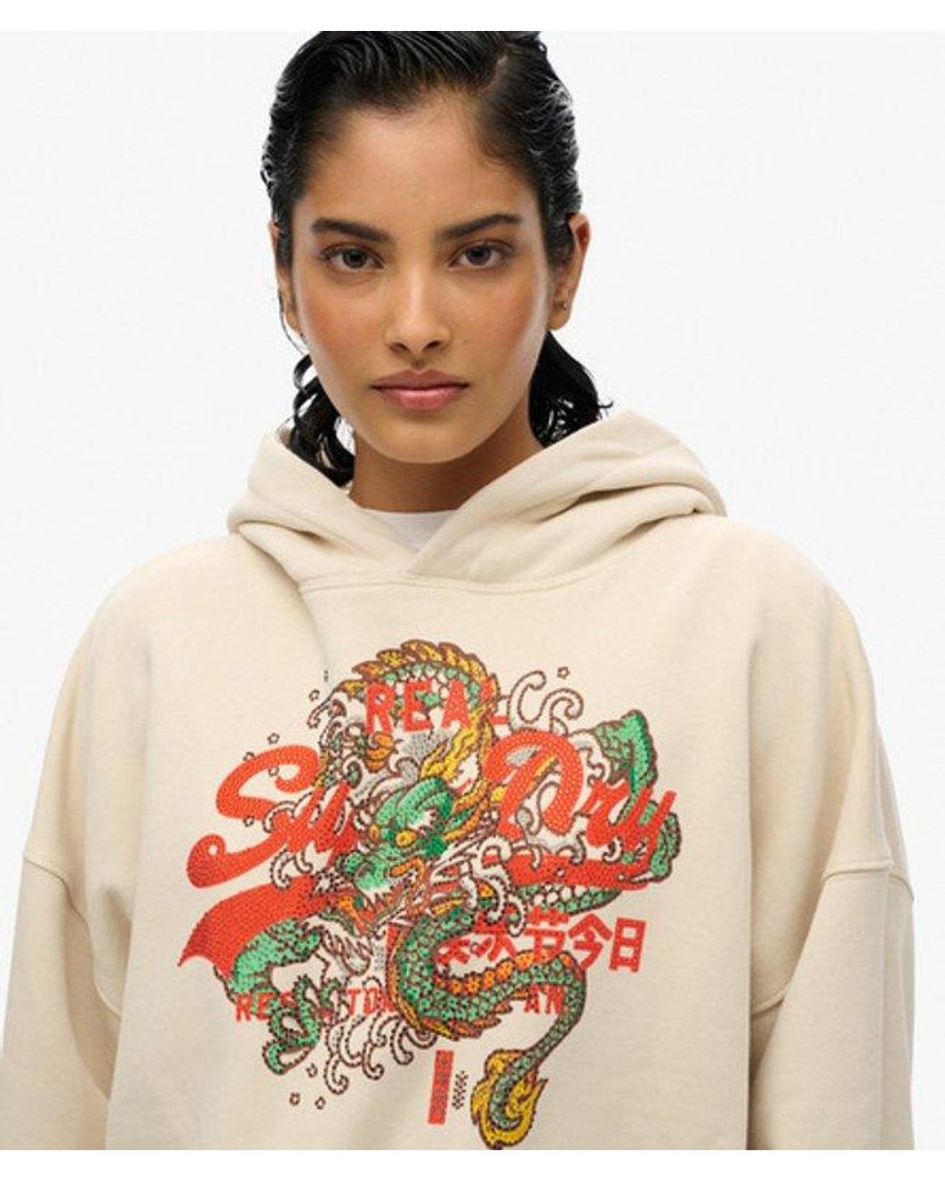 Superdry Natural Tokyo Vintage Logo Relaxed Hoodie