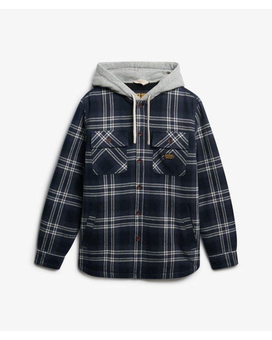 Superdry Blue & Co Surplus Hooded Check Shirt for men
