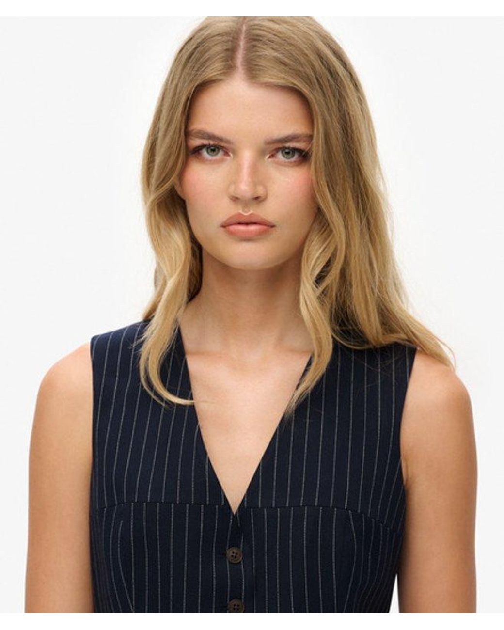 Superdry Blue & Co Pinstripe Waistcoat